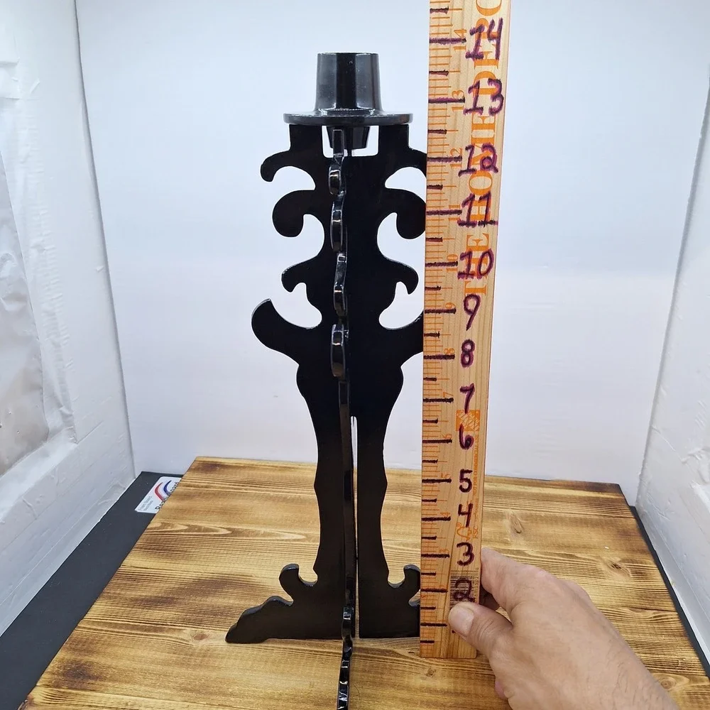 Holiday Halloween Colapsable Candle Sticks‎ Set X2 Metal Black